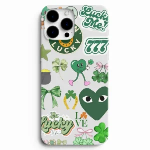 Şans Temalı Telefon Kılıfı - Yonca Desenli Yeşil Sticker Tasarım