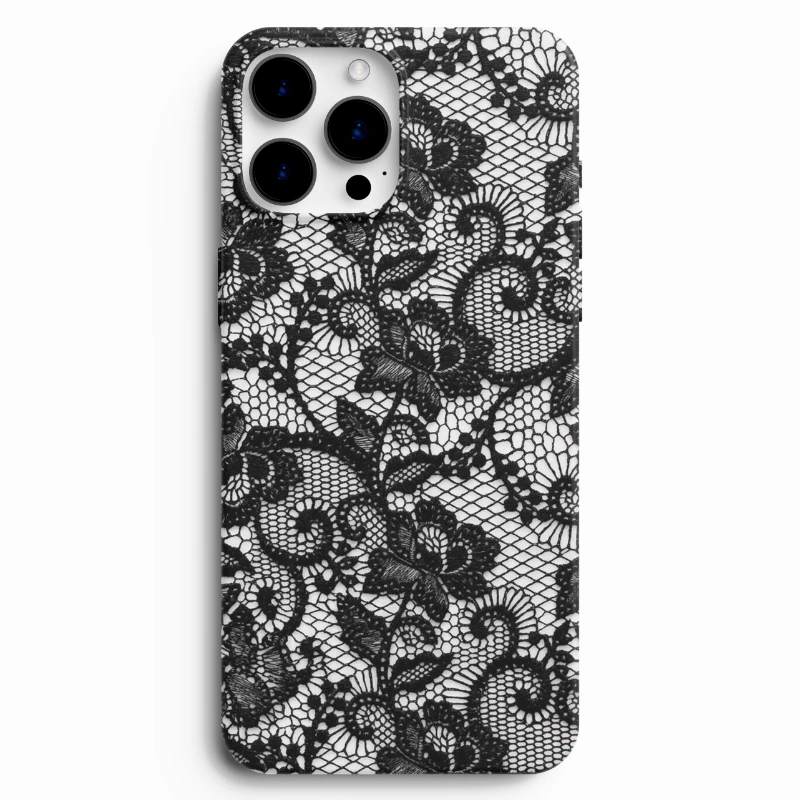 Çiçek motifli dantel telefon kılıfı