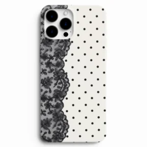 Dantel ve puantiye desenli telefon kılıfı