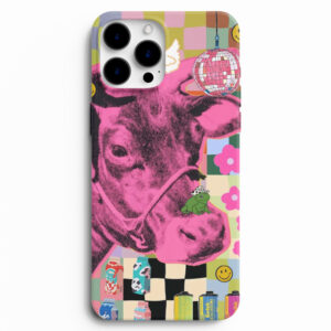 Pembe inek kolaj desenli silikon lansman telefon kılıfı