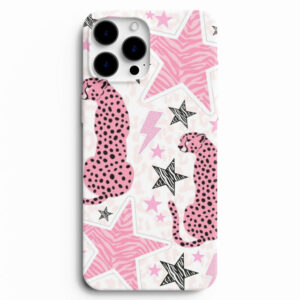 Dikkat çekici pembe leopar tasarımlı telefon kılıfı