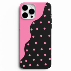 Pembe siyah puantiyeli telefon kılıfı