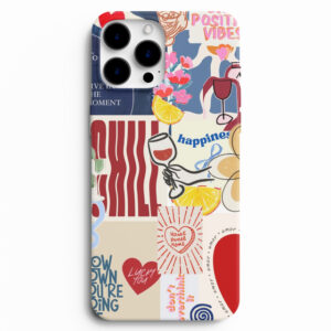 Positive Vibes kolaj desenli silikon lansman telefon kılıfı